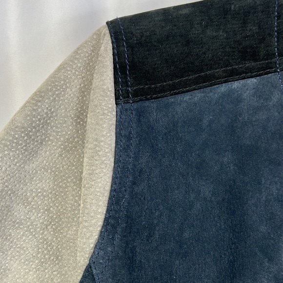 Chaser Moto Jacket Womens Medium Genuine Suede Color Block Collarless Full Zip - Picture 8 of 11